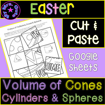 Preview of Easter Volume of Cylinders Cones Spheres Worksheet Digital Mystery Picture