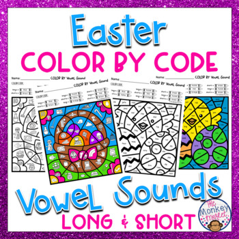 Preview of Easter Vowel Sounds Color By Code