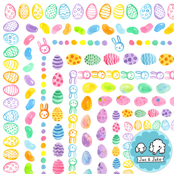 Preview of Easter Watercolor Clipart Borders - Spring Rainbow Egg, Bunny Clip Art Frames