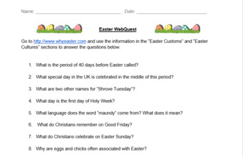 Preview of Easter WebQuest