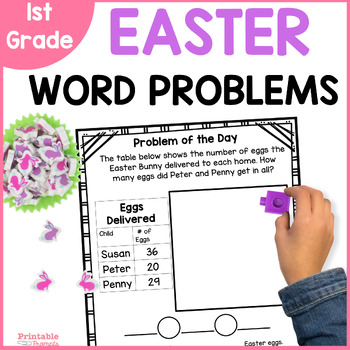 Preview of Easter Math Journal - First Grade Word Problem Practice - Spiraled Review - Free