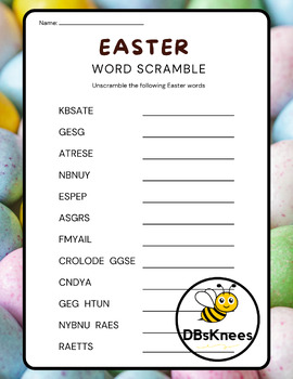 Easter Word Scramble (with answer key) by DBsKnees | TPT
