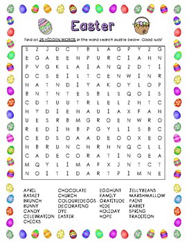 Easter Word Search (25 Words) by LaRue Learning Products | TPT