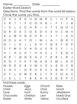 Easter Word Search by Simple Gal Teaching | TPT