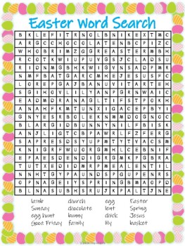 Easter Word Search For Primary - Easter, Spring, Character Education