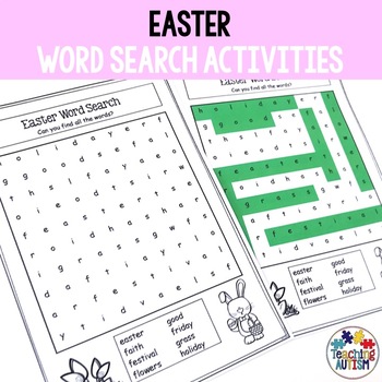 Easter Word Search Worksheets by Teaching Autism | TpT