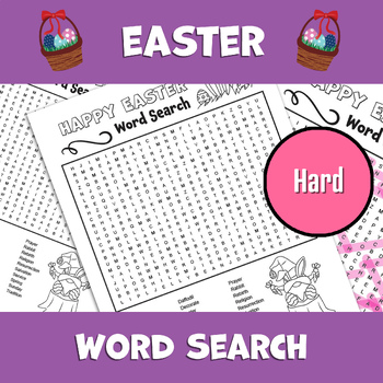 Preview of Easter Word Search | Hard Level | Spring Word Game Activity | Intermediate