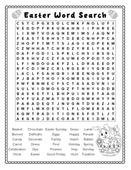 Easter Word Search Printable Activity by Peppermint Puzzles | TPT
