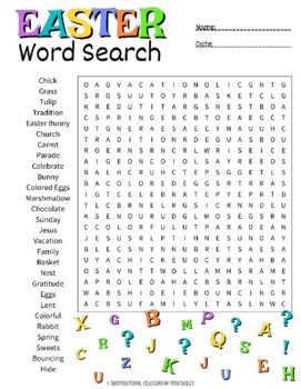 Easter Word Search Puzzle by Inspirational Classroom Printables | TPT