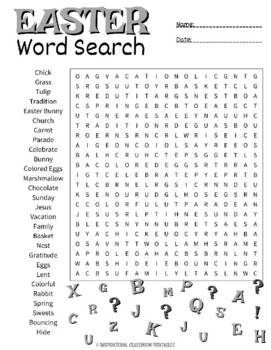 Easter Word Search Puzzle by Inspirational Classroom Printables | TPT