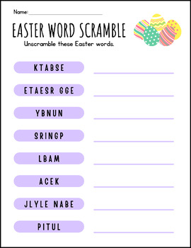 Easter Word Search and Word Scramble by Clayton's Little Learners