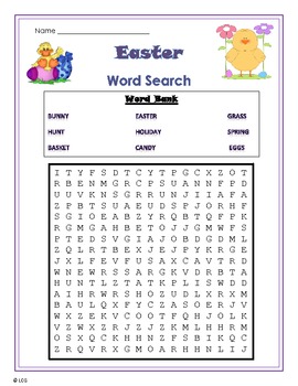 Preview of Easter Word Search -easier/primary