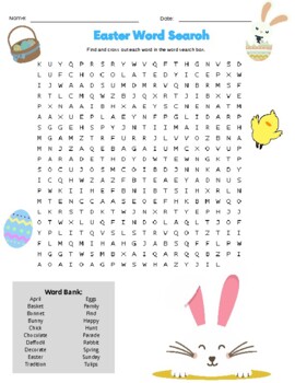 Easter Word Search with Answer Key by Stokes' Scholars | TPT