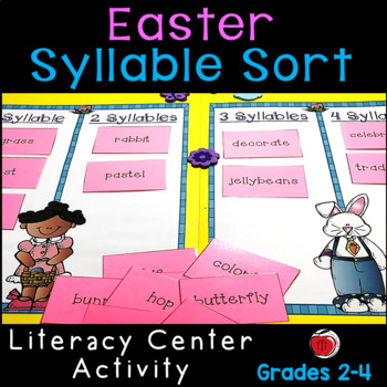Preview of Easter Words Syllable Sort Literacy Center