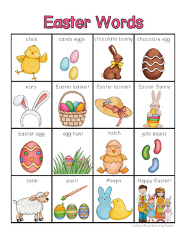 Easter Words for writing center and write-the-room by Sharon Oliver