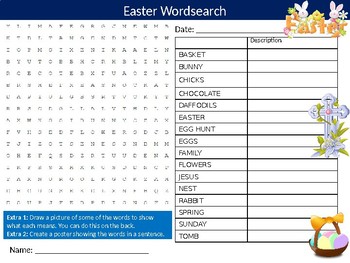 easter wordsearch puzzle sheet keywords re religious festival by mik