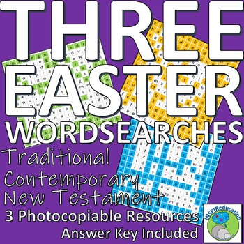 Preview of Easter Wordsearches: Contemporary, Traditional, New Testament (Answer Keys)