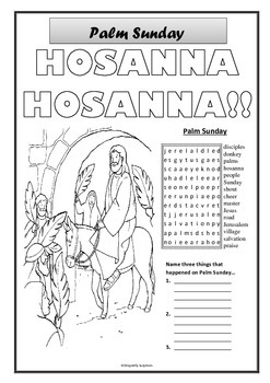 Download Easter Worksheet - Palm Sunday by Dragonfly Surprises | TpT