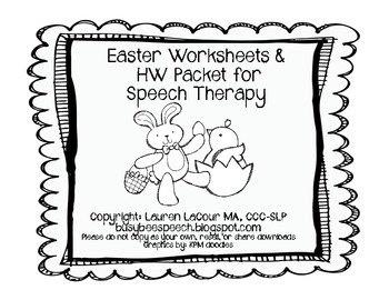 Preview of Easter Worksheet/HW Packet for Speech Therapy