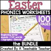 Easter Worksheets for Spring Phonics Practice Decodable Bo