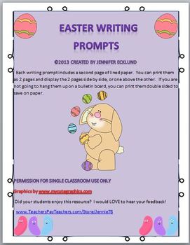 Preview of Easter Writing Prompts- Chocolate Bunny Comes Alive! Fun!!