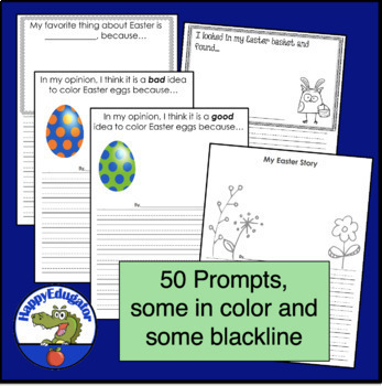 Easter Writing Prompts on Lined Paper with Editing Checklist No Prep