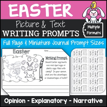 Preview of Easter Writing Prompts with Pictures (Opinion, Explanatory, Narrative)