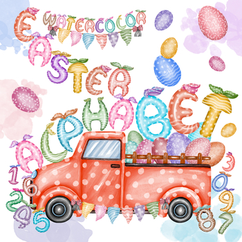 Preview of Easter alphabet watercolor clipart