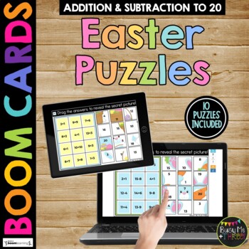 Preview of Easter and Spring Boom Cards™ Math Puzzles Digital Learning Mystery Pictures