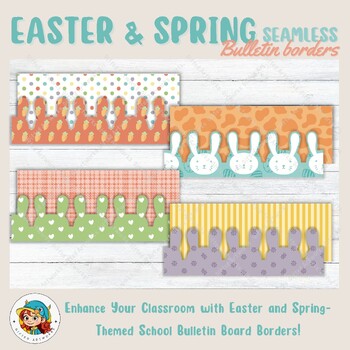 Preview of Easter rabbit and Spring Bulletin Board Borders, classroom decorations
