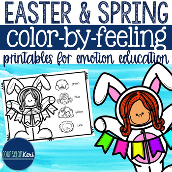 Preview of Easter and Spring Color by Feeling Printables - Emotions - School Counseling