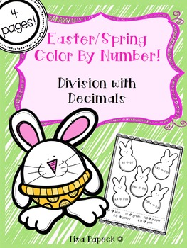 Preview of Easter and Spring Color by Number- Dividing Decimals!