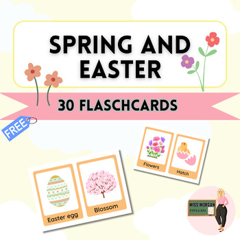 Preview of Easter and Spring Flash cards, word cards/ Free / EYFS, KS1, PREK, K, 1st