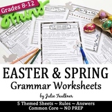 Easter and Spring Grammar Worksheets, NO PREP, Middle and 