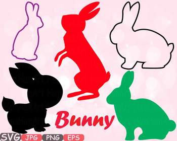 Preview of Easter bunny Silhouette SVG clip art outline frame frames farm rabbit  -635s