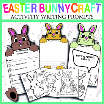 Preview of Easter bunny craft template spring writing prompts,Spring Writing with Bunny.