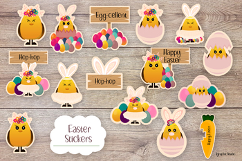 Preview of Easter chicken stickers bundle, Easter stickers bundle