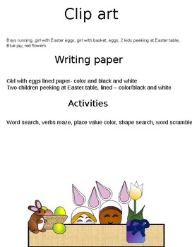 Preview of Easter clip art, writing papers, activities