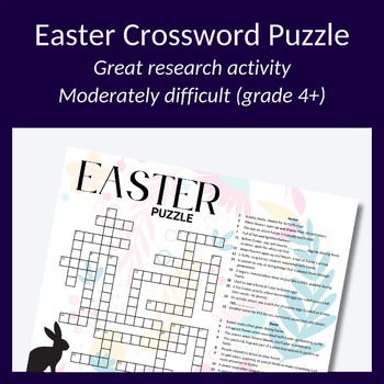 Preview of Easter crossword puzzle (non-religious). Perfect for parties! Grade 4+