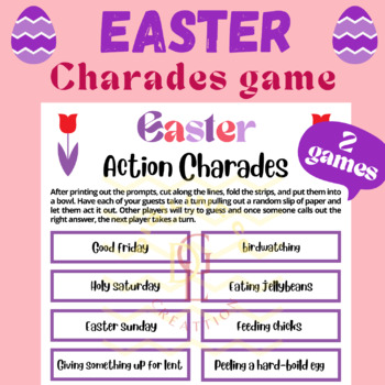 Preview of Easter day Charades Pictionary game brain breaks Activity primary middle 6th 7th