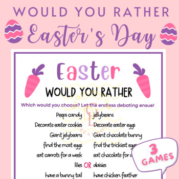 Preview of Easter day Would you rather game sight word problem Activity 6th 7th 8th middle