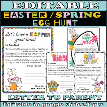 Preview of Easter egg hunt parent letter|Spring Party |EDITABLE Templates |Notes to parents