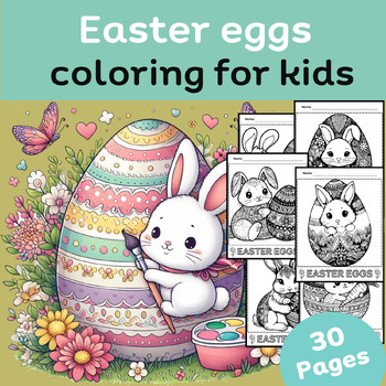 Preview of Easter eggs coloring for kids (30 Pages)