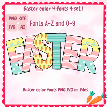 Preview of Easter fonts,alphabet PNG SVG A-Z and 0-9 set 1.