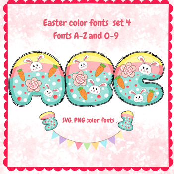 Preview of Easter fonts alphabet PNG SVG A-Z and 0-9 set 4.