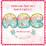 Easter fonts alphabet PNG SVG A-Z and 0-9 set 4.