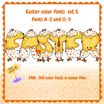 Preview of Easter fonts alphabet PNG SVG A-Z and 0-9 set 5.