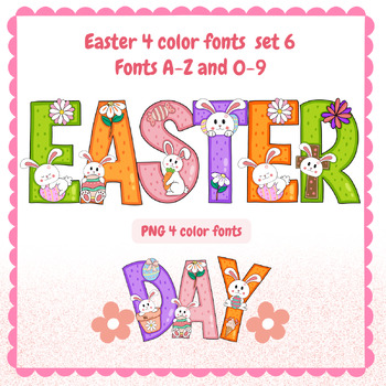 Preview of Easter fonts alphabet PNG SVG A-Z and 0-9 set 6.
