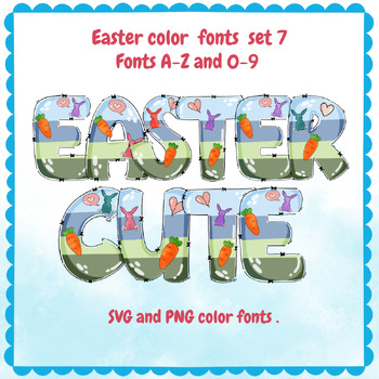 Preview of Easter fonts alphabet PNG SVG A-Z and 0-9 set 7.