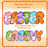 Easter fonts alphabet PNG SVG A-Z and 0-9 set 9.